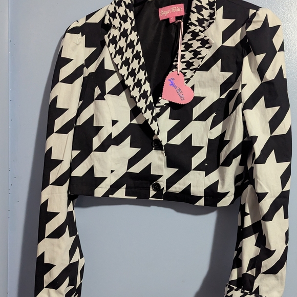 Sugar Thrillz Jackets & Blazers - Black and White Houndstooth Women's Jacket